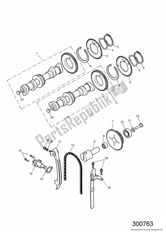 All parts for the Camshaft And Drive Eng No 186917 > of the Triumph America Carburettor 790 2002 - 2007